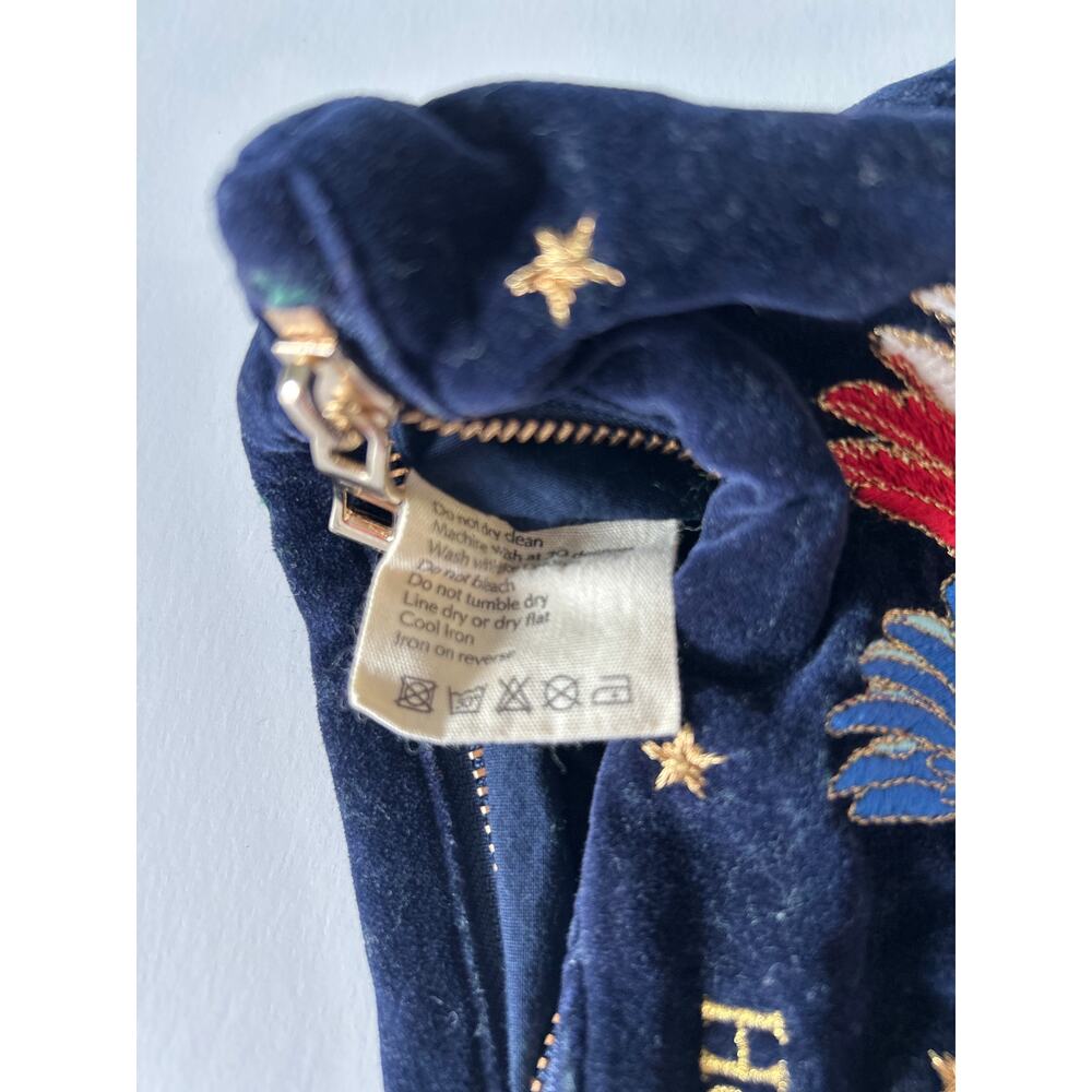 Elizabeth Scarlett Blue Velvet Everyday Embroidered Parrott Monogrammed Pouch - Picture 7 of 7